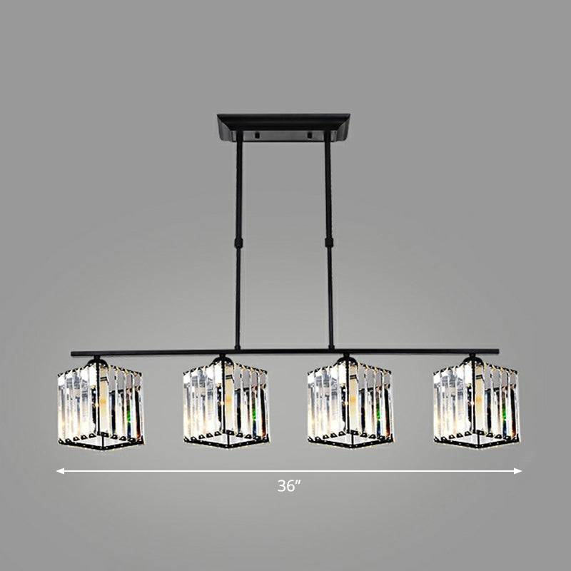 Geometrical Crystal Ceiling Chandelier Minimalist Black Hanging Light Fixture for Restaurant