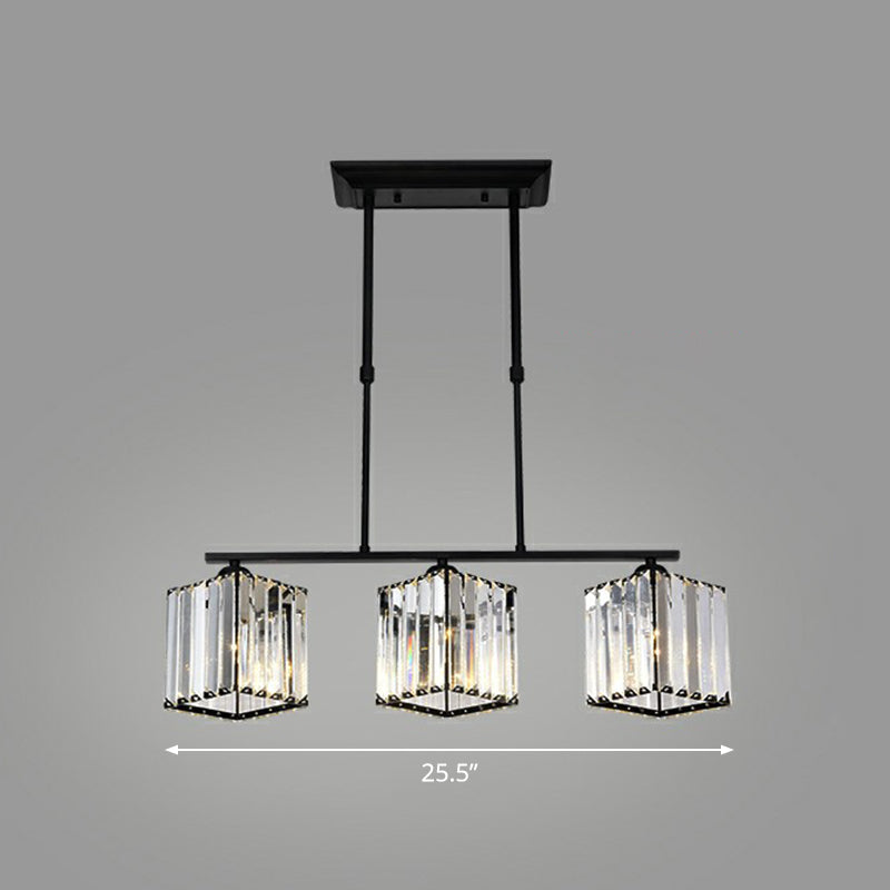 Geometrical Crystal Ceiling Chandelier Minimalist Black Hanging Light Fixture for Restaurant