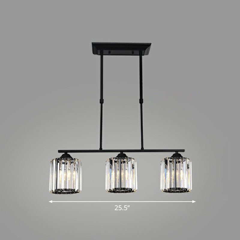 Geometrical Crystal Ceiling Chandelier Minimalist Black Hanging Light Fixture for Restaurant