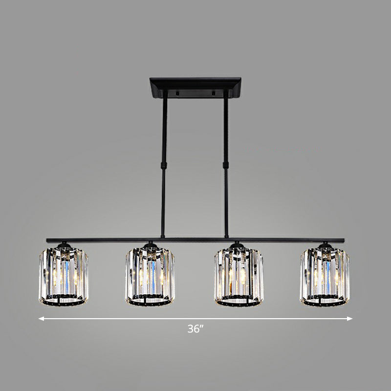 Geometrical Crystal Ceiling Chandelier Minimalist Black Hanging Light Fixture for Restaurant