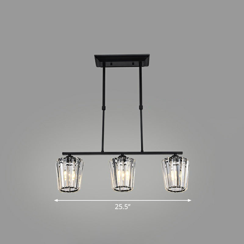Geometrical Crystal Ceiling Chandelier Minimalist Black Hanging Light Fixture for Restaurant