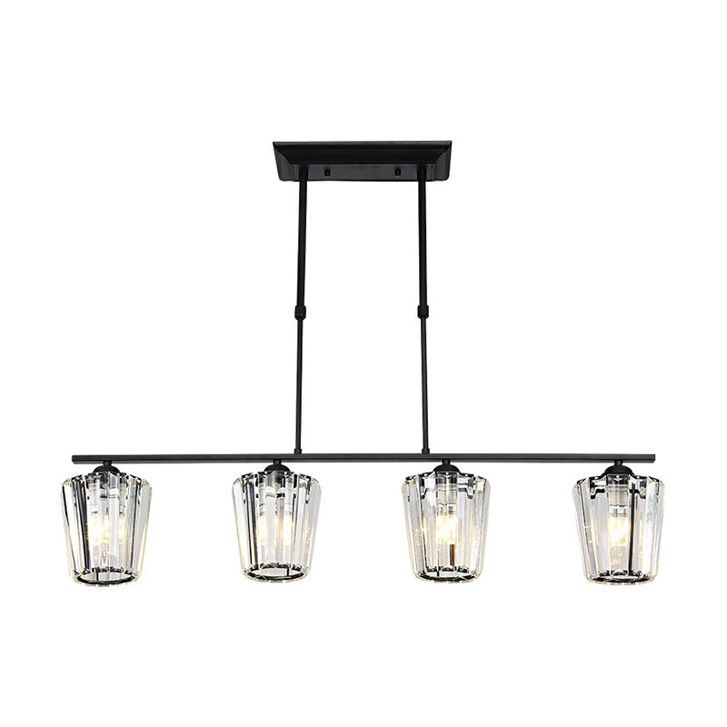 Geometrical Crystal Ceiling Chandelier Minimalist Black Hanging Light Fixture for Restaurant