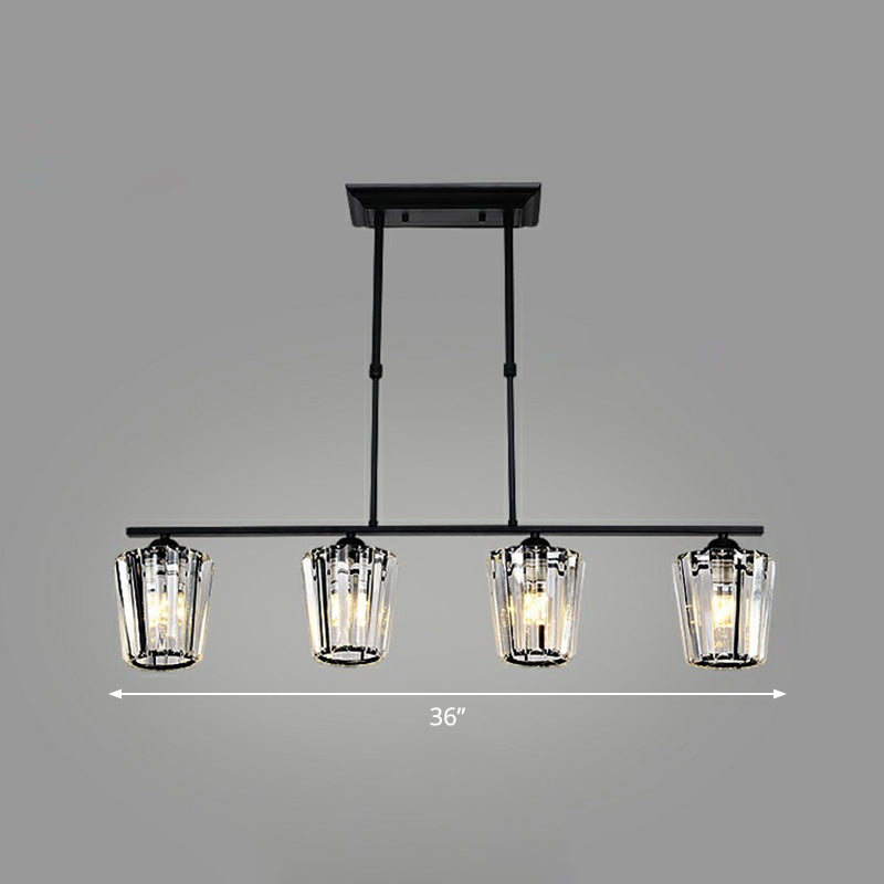 Geometrical Crystal Ceiling Chandelier Minimalist Black Hanging Light Fixture for Restaurant