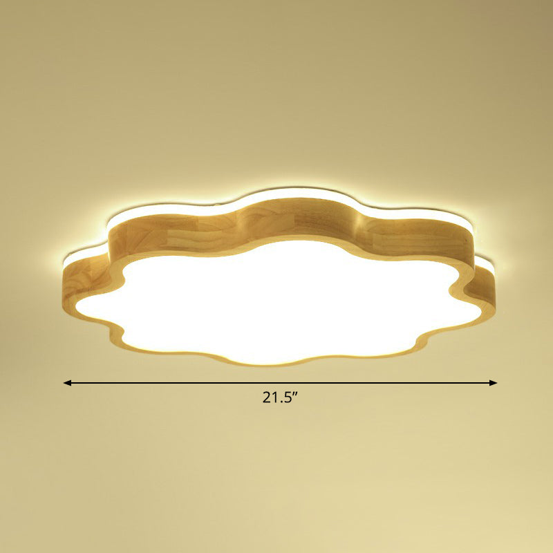 Lámpara empotrada de acrílico floral para techo, montaje empotrado, simplicidad, luz LED empotrada de madera para dormitorio
