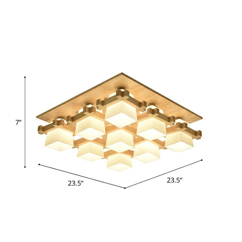 Vérification près du plafond Light Nordic Milk Glass Wood Mont Semi Flush Mount pour salle à manger