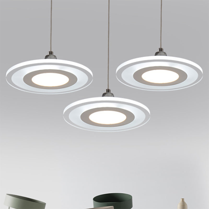 Costrista de caída LED contemporánea con tono acrílico lámpara de techo colgante de círculo blanco en cálido/blanco/cálida luz blanca externa cálida