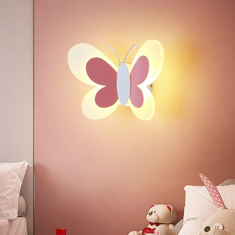 Decorative Butterfly Sconce Light Acrylic Childrens Bedroom LED Wall Mounted Lamp
