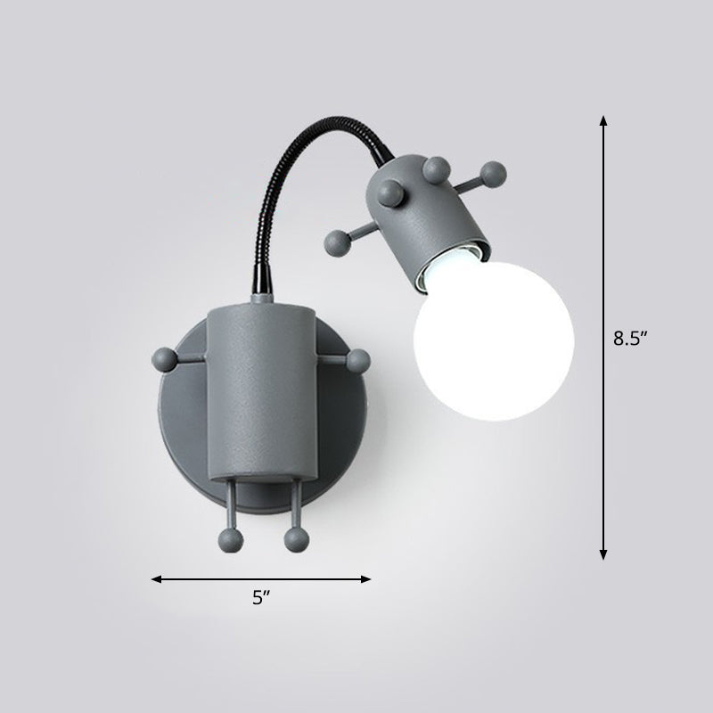 Flexibele giraf kinderen bedmuurlicht metaal 1 bol cartoon leeswandlamp met kaal bolontwerp