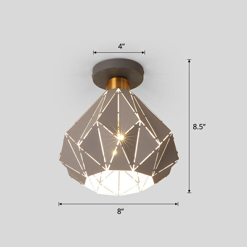 Diamantförmige Deckenlampenmakaron-Eisen-1-Kopf-Korridor Halbflush Mount Light