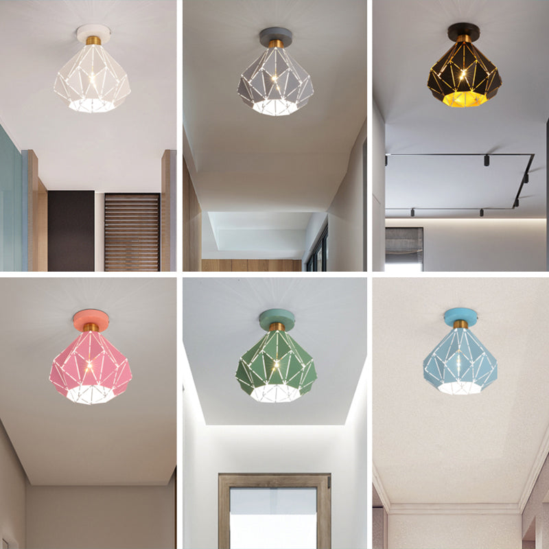 Diamantförmige Deckenlampenmakaron-Eisen-1-Kopf-Korridor Halbflush Mount Light