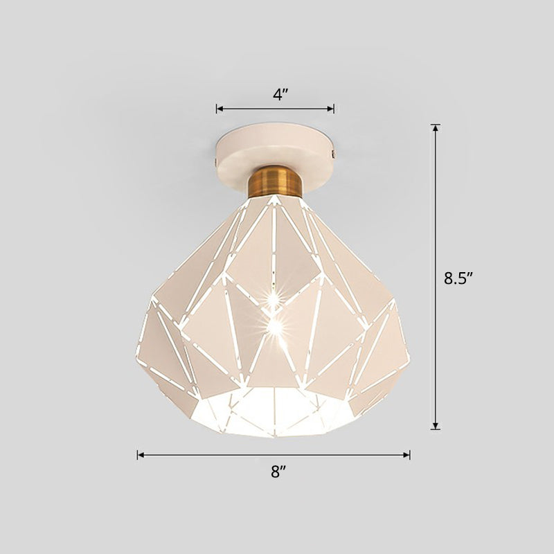 Diamantförmige Deckenlampenmakaron-Eisen-1-Kopf-Korridor Halbflush Mount Light