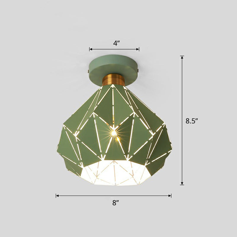 Diamantförmige Deckenlampenmakaron-Eisen-1-Kopf-Korridor Halbflush Mount Light