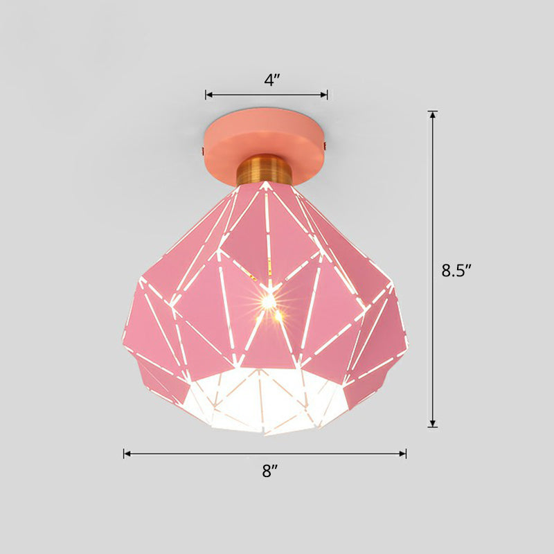 Diamantförmige Deckenlampenmakaron-Eisen-1-Kopf-Korridor Halbflush Mount Light
