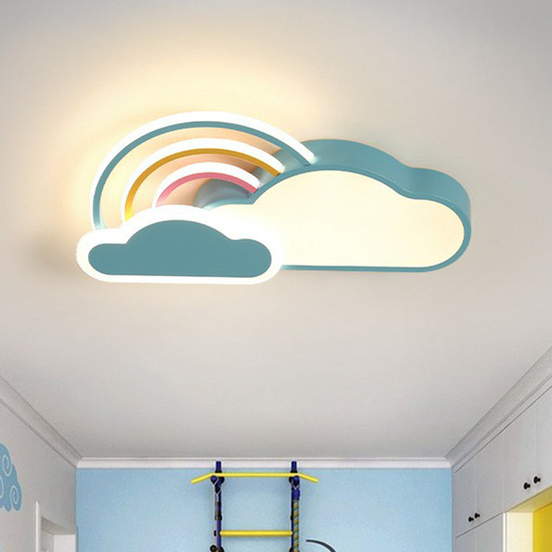 Cloud and Rainbow Kindergarten Flush Light Acrylic Cartoon LED Ceiling Mount Light Fixture