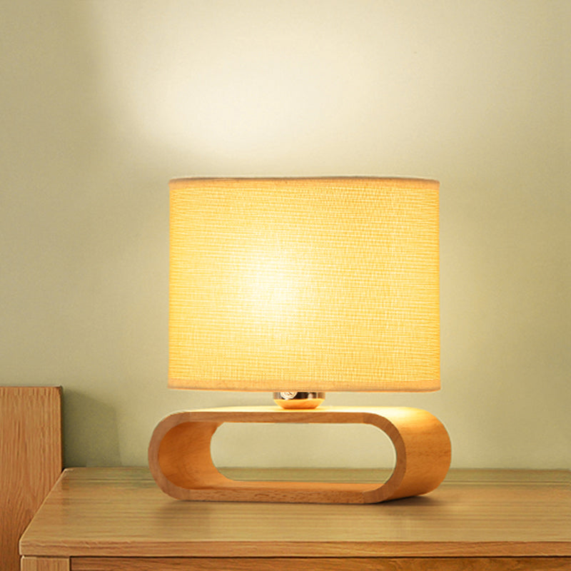 Semplicità Trampa da tavolo ombreggiata tessuto da letto a 1 luci a 1 camera luce con base in legno
