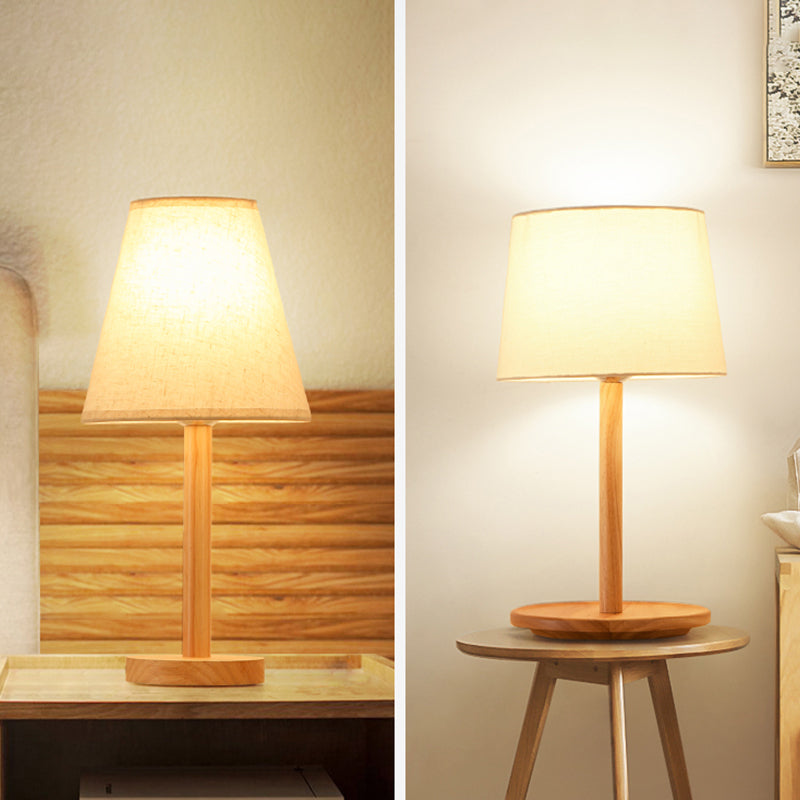 Semplicità Trampa da tavolo ombreggiata tessuto da letto a 1 luci a 1 camera luce con base in legno