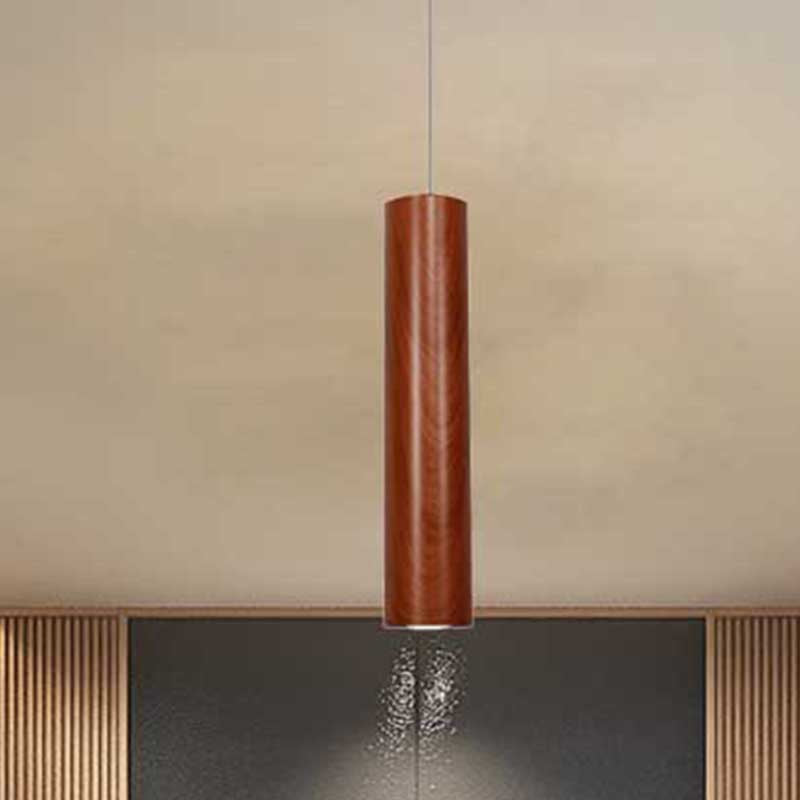Luz de techo de cilindro con tono de grano de madera Metal Metal Brown Liver Light en cálido/blanco, 11 "/19"/27 "Altura