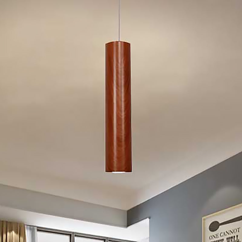 Luz de techo de cilindro con tono de grano de madera Metal Metal Brown Liver Light en cálido/blanco, 11 "/19"/27 "Altura
