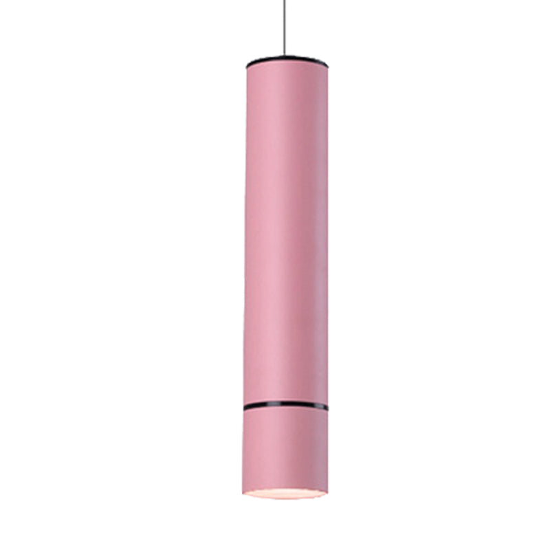 Nordic 1 Light Suspension Light with Metal Shade Pink/Blue/Green Pipe Ceiling Pendant Light in White/Warm/Natural Light