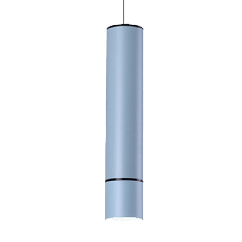 Nordic 1 Light Suspension Light with Metal Shade Pink/Blue/Green Pipe Ceiling Pendant Light in White/Warm/Natural Light