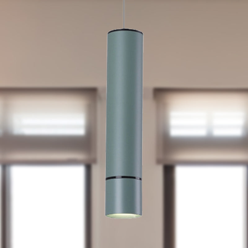 Nordic 1 Light Suspension Light with Metal Shade Pink/Blue/Green Pipe Ceiling Pendant Light in White/Warm/Natural Light