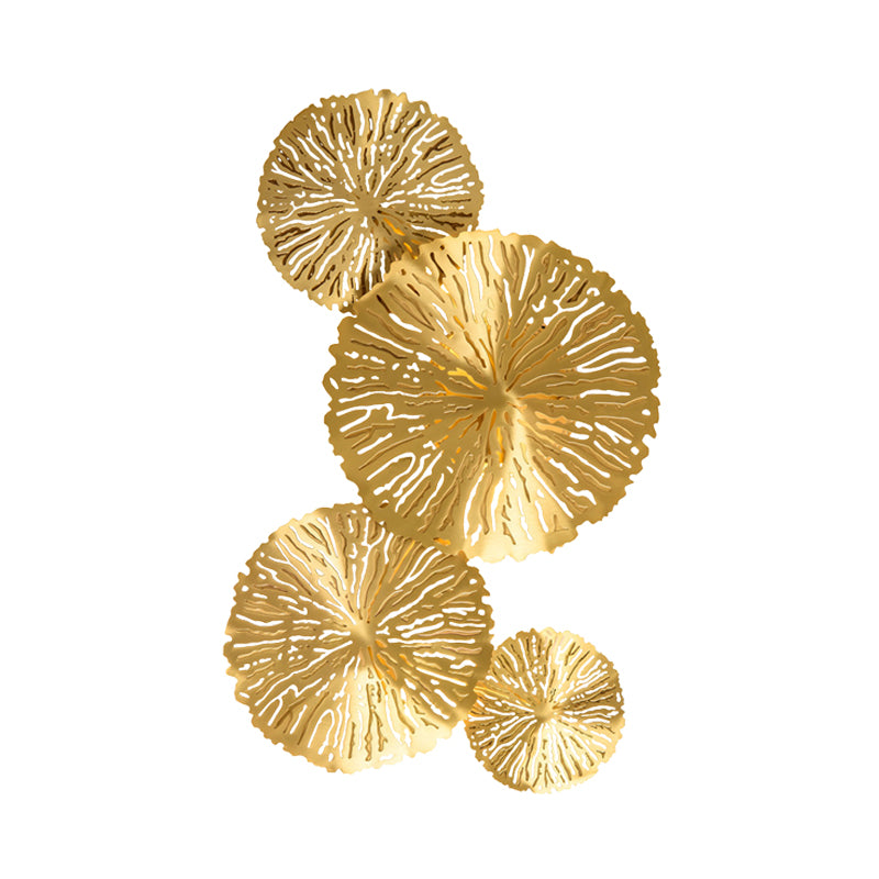 3 Bulbs Circular Sconce Lamp Tradition Metal Wall Lighting Fixture in Gold for Stair