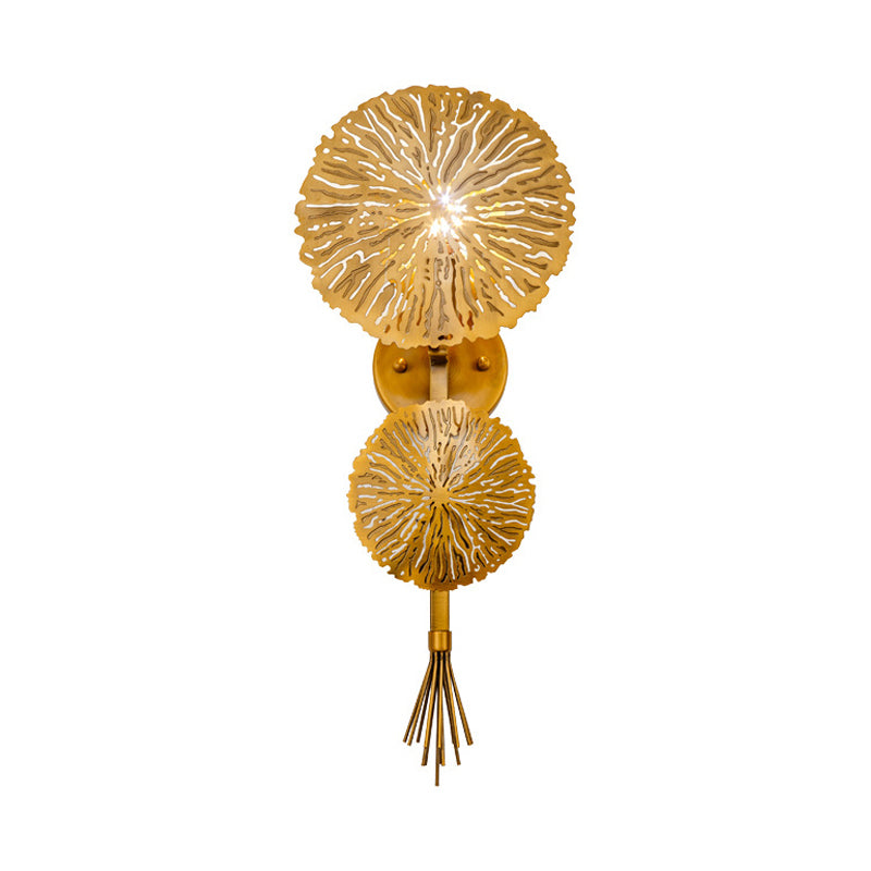 Traditional Round Wall Mount Lighting Metal 1 Head Wall Mounted Lamp in Gold