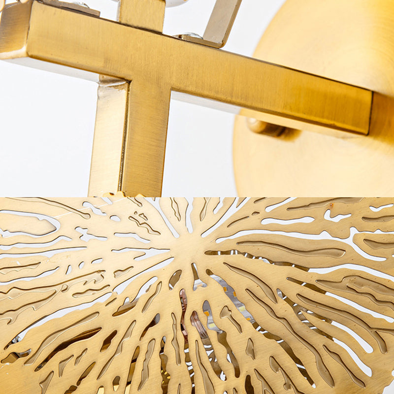 Traditional Round Wall Mount Lighting Metal 1 Head Wall Mounted Lamp in Gold