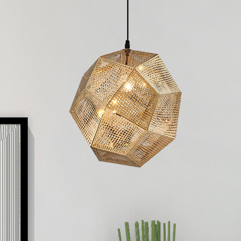10"/12.5"/19"W Faceted Globe Pendant Lighting Contemporary Metal 1 Light Sliver/Gold/Rose Gold Hanging Ceiling Light