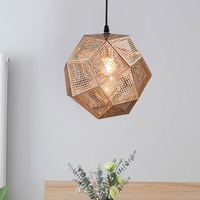 10"/12.5"/19"W Faceted Globe Pendant Lighting Contemporary Metal 1 Light Sliver/Gold/Rose Gold Hanging Ceiling Light