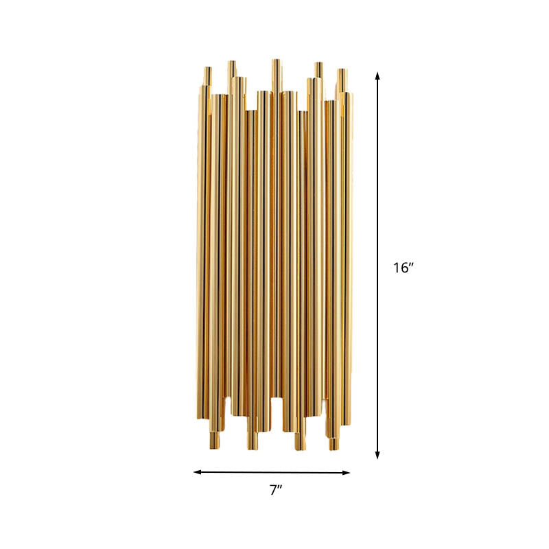 16"/19.5" Wide Pipe Sconce Light Traditionary Metal 4 Heads Gold Wall Lamp Fixture for Living Room