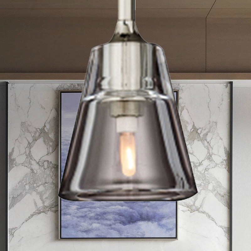 Lámpara colgante de cono negro/de latón/cromo post modernista LED doble vidrio de humo luminoso lámpara de techo