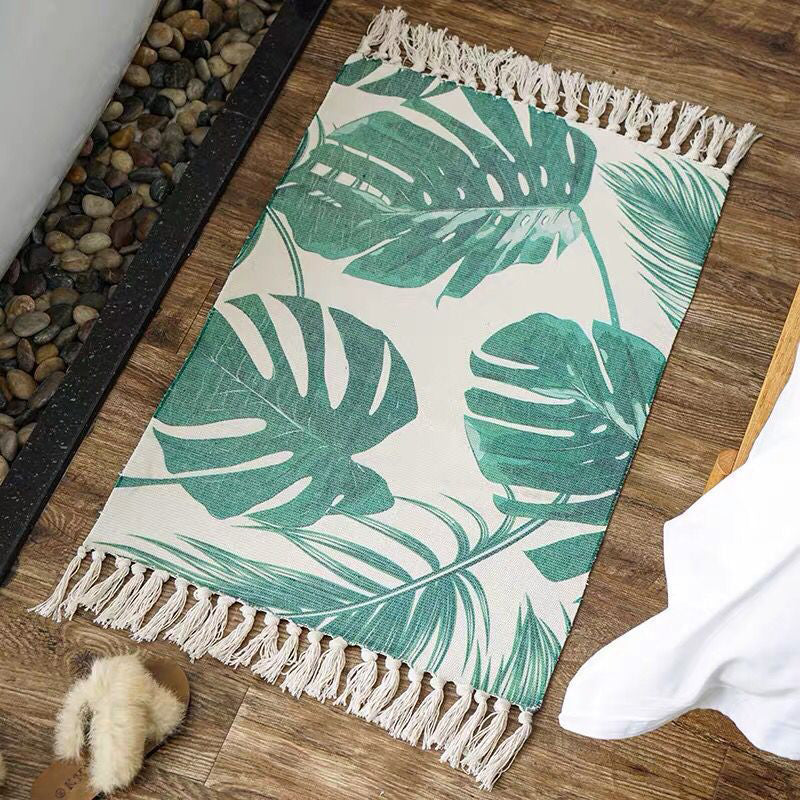 Southwestern Geo Print Rug Multicolored Jute Area Carpet Handmade Machine Washable Indoor Rug with Fringe for Decor