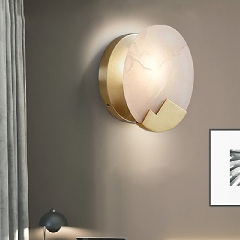 Éclairage mural à bougies traditionnels 1 lampe murale à tête 1 tête en or avec marbre rond