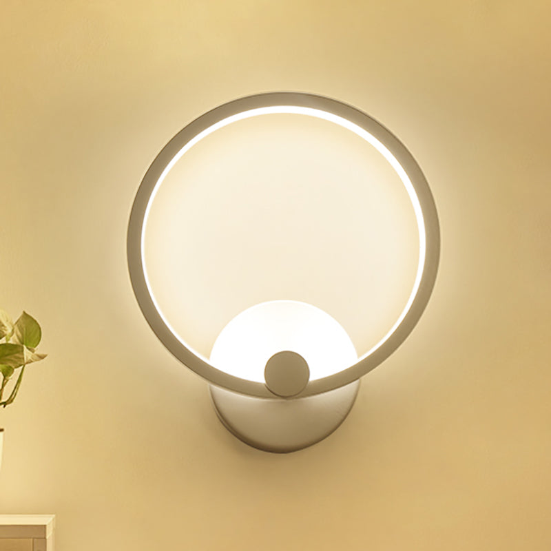 8"/12" Dia Simplicity Loop Sconce Light Acrylic LED Bedroom Wall Lighting Fixture in Warm/White