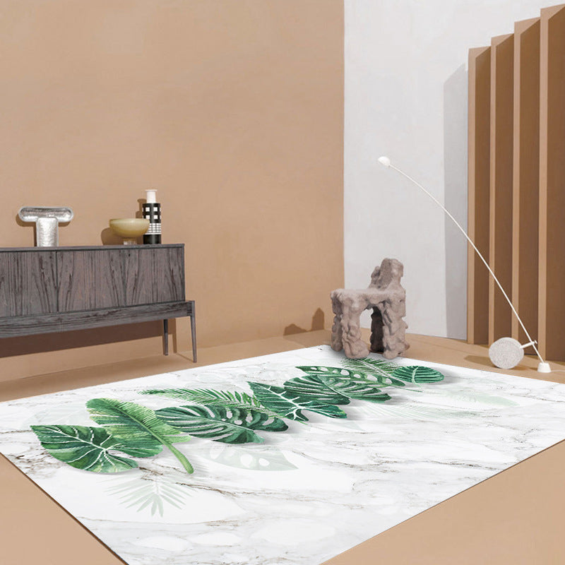 Contemporary Decoration Rug Multicolored Plant Printed Indoor Rug Synthetics Non-Slip Backing Easy Care Carpet