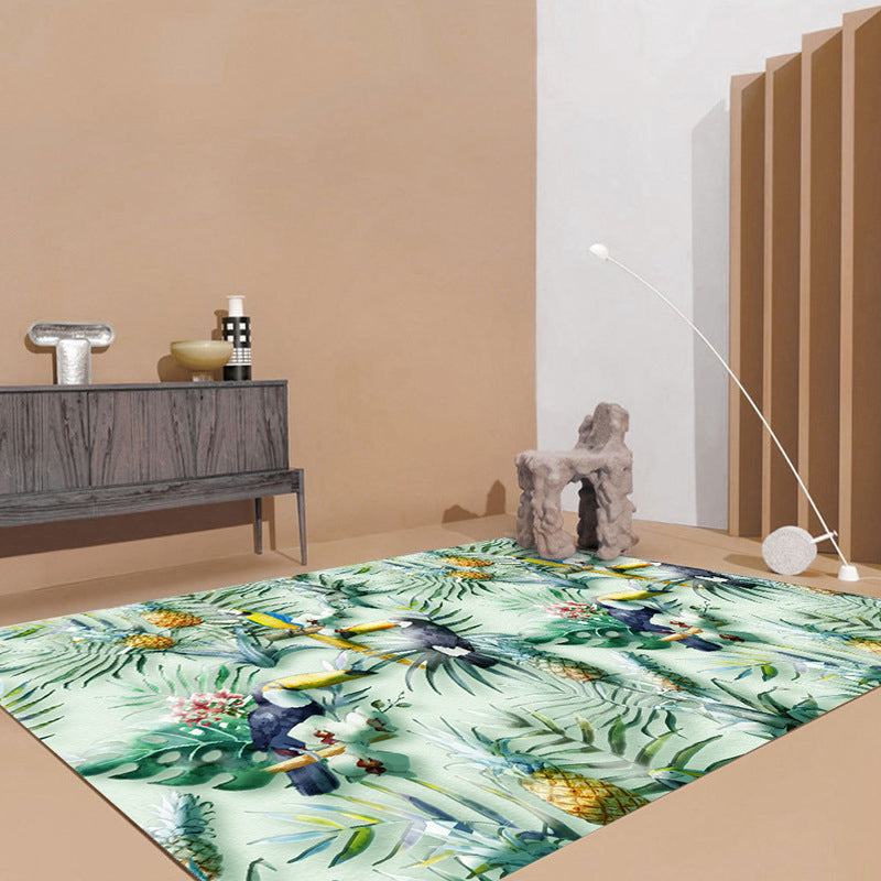 Contemporary Decoration Rug Multicolored Plant Printed Indoor Rug Synthetics Non-Slip Backing Easy Care Carpet