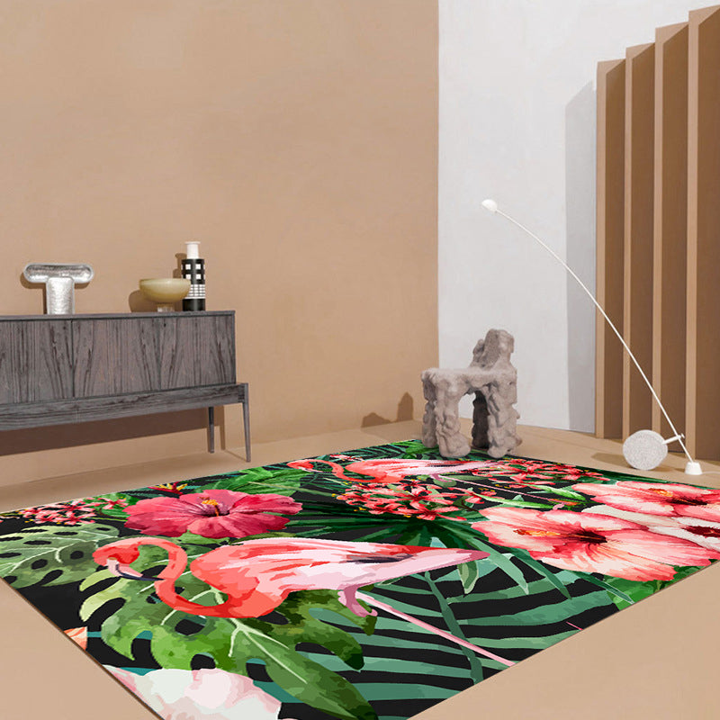 Contemporary Decoration Rug Multicolored Plant Printed Indoor Rug Synthetics Non-Slip Backing Easy Care Carpet