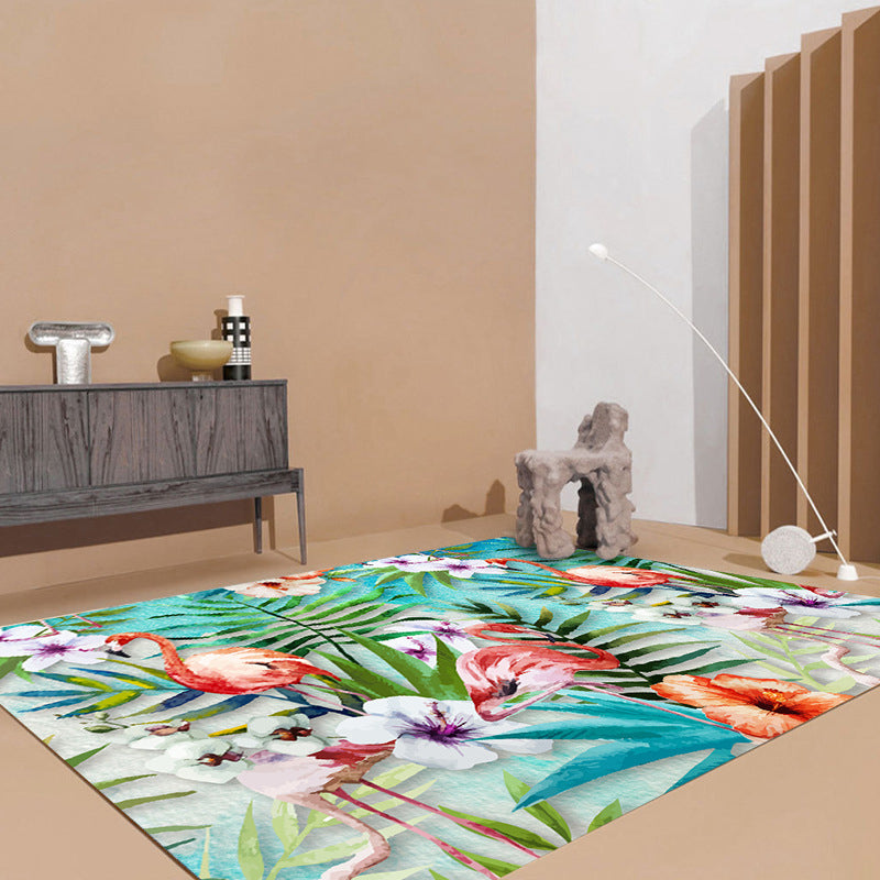 Contemporary Decoration Rug Multicolored Plant Printed Indoor Rug Synthetics Non-Slip Backing Easy Care Carpet