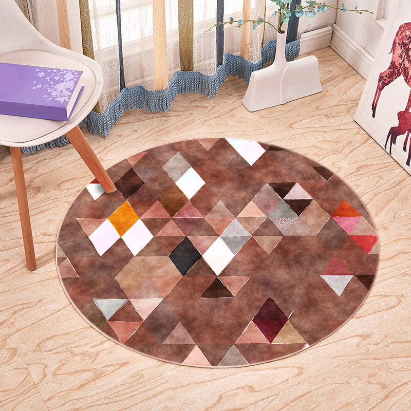 Casual Plant Printed Rug Multicolored Synthetics Area Carpet Non-Slip Backing Stain-Resistant Indoor Rug for Bedroom