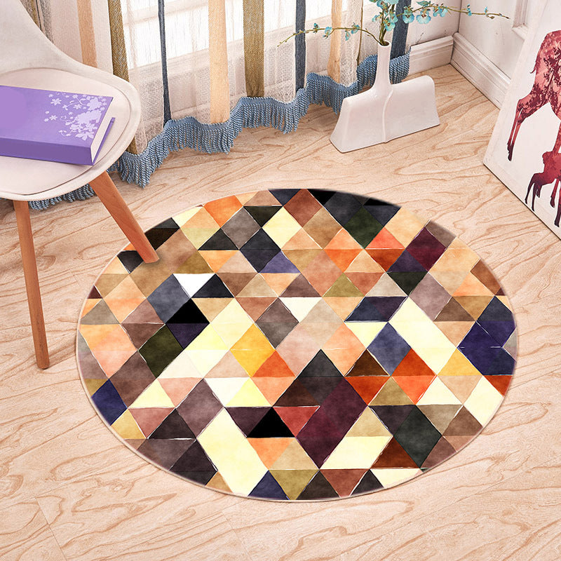 Casual Plant Printed Rug Multicolored Synthetics Area Carpet Non-Slip Backing Stain-Resistant Indoor Rug for Bedroom