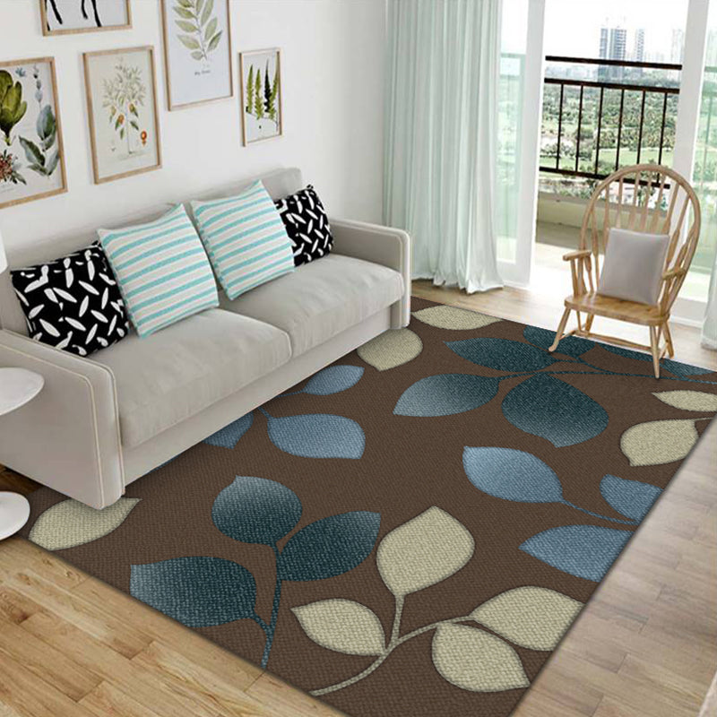 Tapis de chalet multicolore en polyester, imprimé de plantes, d'intérieur, respectueux des animaux de compagnie, facile d'entretien, lavable, pour chambre