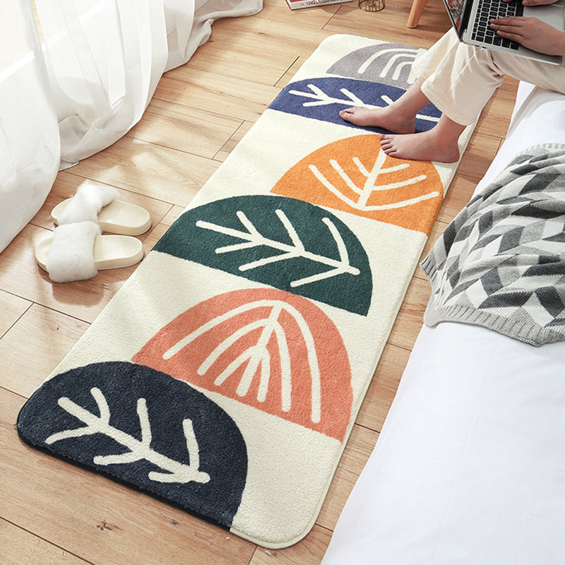 Modern Hand Printed Rug Multicolor Lamb Wool Indoor Rug Non-Slip Backing Pet Friendly Area Carpet for Decoration