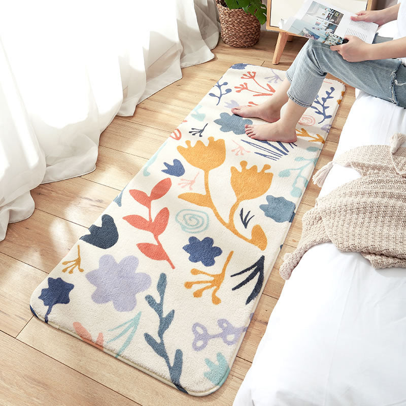 Modern Hand Printed Rug Multicolor Lamb Wool Indoor Rug Non-Slip Backing Pet Friendly Area Carpet for Decoration