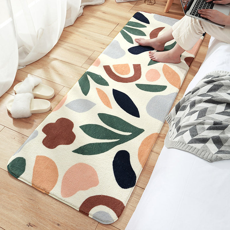 Modern Hand Printed Rug Multicolor Lamb Wool Indoor Rug Non-Slip Backing Pet Friendly Area Carpet for Decoration