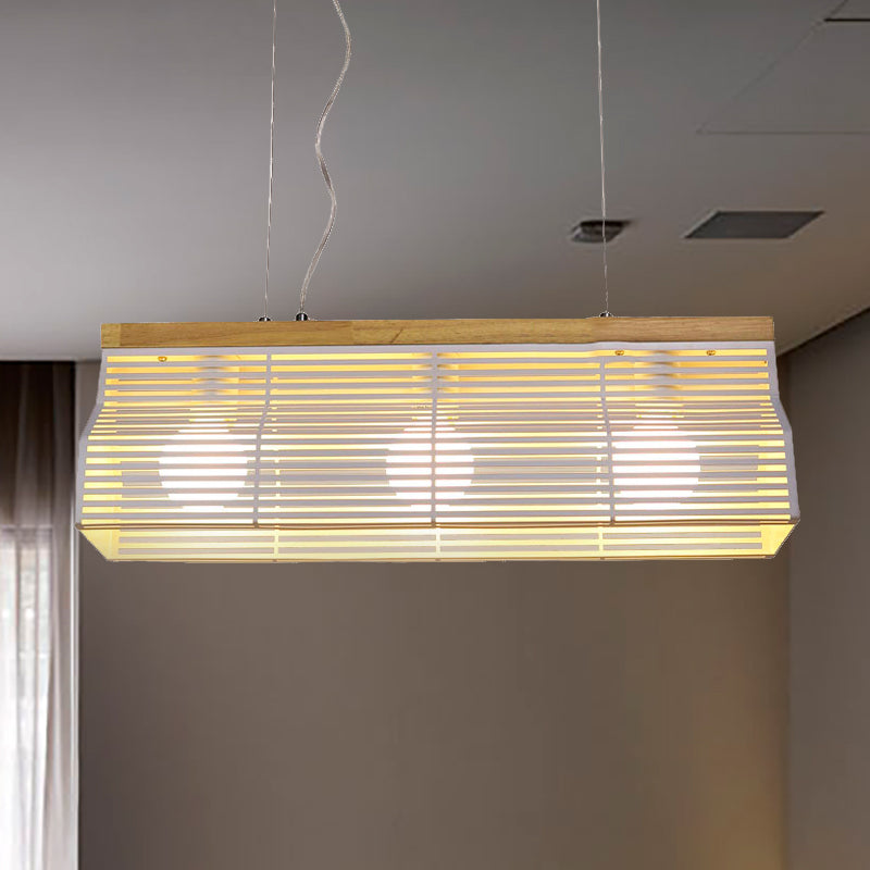 Iluminación lineal de isla lineal en blanco/negro estilo moderno de metal de 3 luces e isla de madera luz colgante para comedor