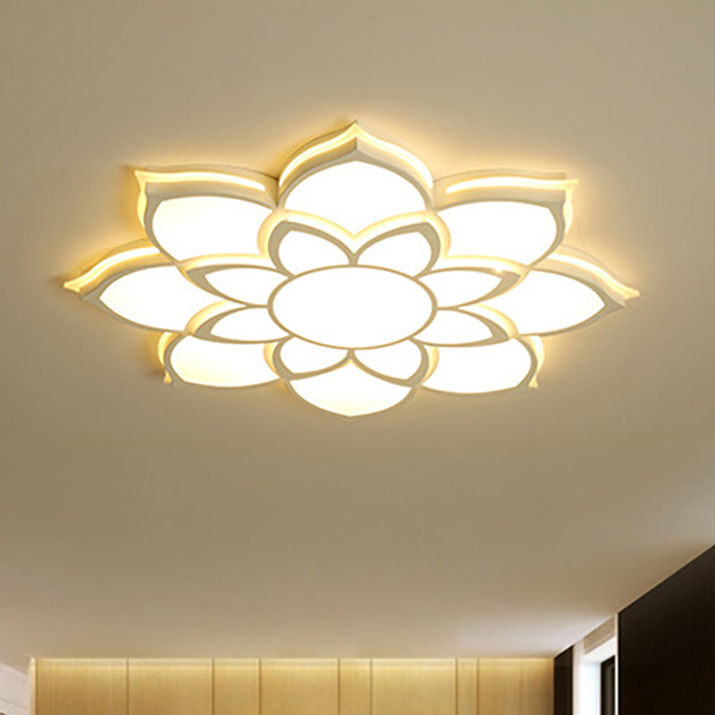 Blume Flush Mount Moderne Metall Weiß Integrierte LED Wohnzimmer Deckenleuchte in Warm/Weiß, 20.5"/27"/31.5" Dia
