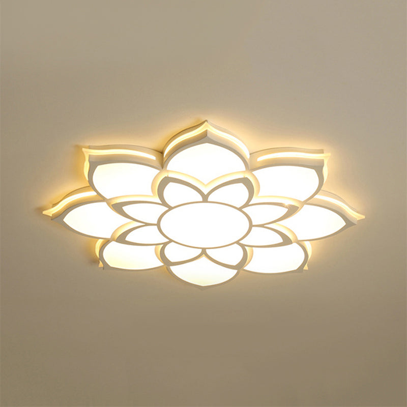 Blume Flush Mount Moderne Metall Weiß Integrierte LED Wohnzimmer Deckenleuchte in Warm/Weiß, 20.5"/27"/31.5" Dia