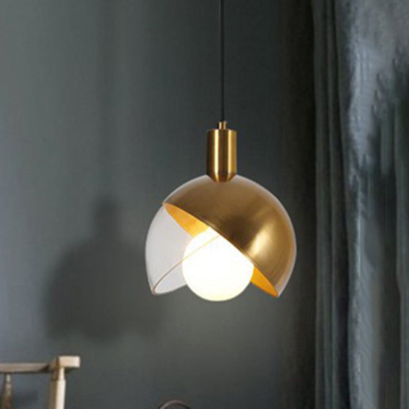 Metal Dome Pendant Plafond Light Contemporain 1 Light Gold suspendre suspension avec une teinte mobile