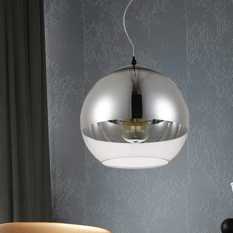 6"/8"/10"W Globe Pendant Lighting Post-Modern Glass 1 Light Sliver Hanging Ceiling Light